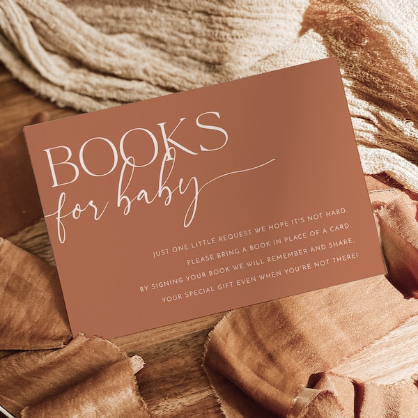 Books For Baby Card Printable, Book Request Card, Boho Baby Shower Book For Baby, Minimalist Baby Shower Printables, Boho Books For Baby