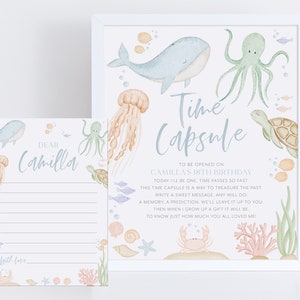 Under the Sea Time Capsule, 1st Birthday Time Capsule Sign, Time Capsule Template, Oneder the Sea 1st Birthday Decorations Boy Birthday