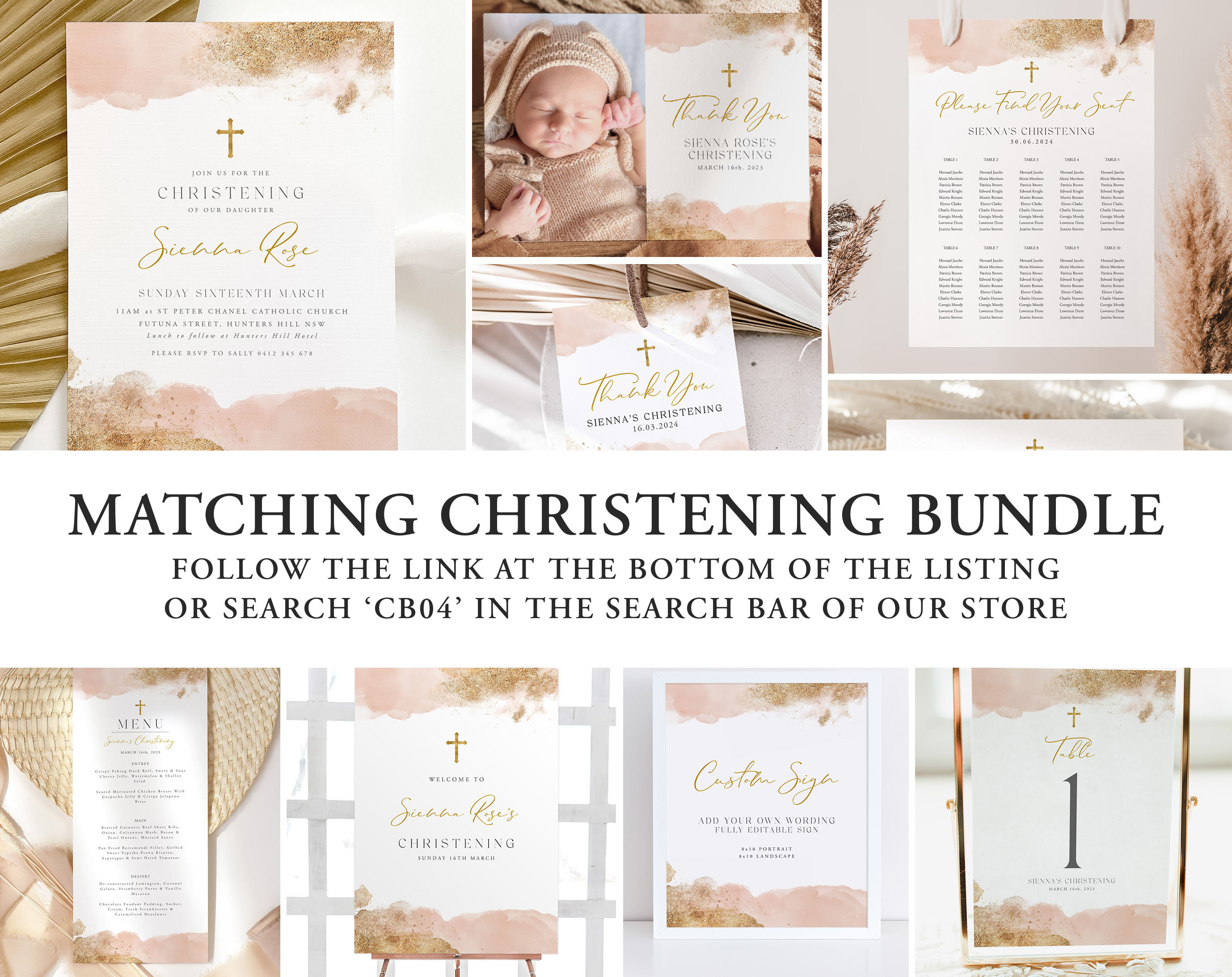 Christening Menu Template Printable Baptism Menu Template Etsy