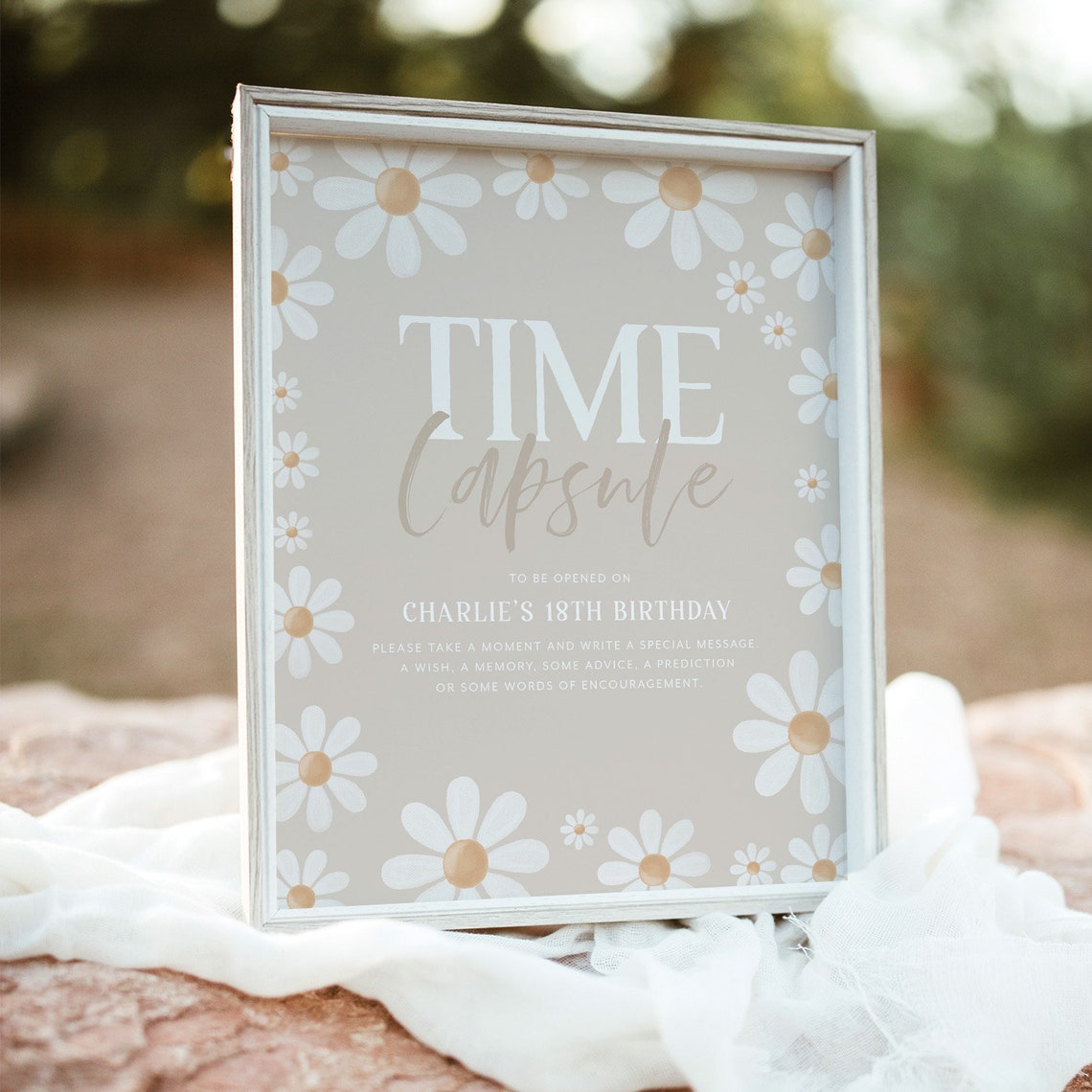 Daisy Time Capsule Sign Neutral, 1st Birthday Time Capsule, Daisy ...
