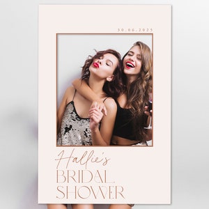 Neutral Bridal Shower Photo Prop, Bridal Shower Selfie Frame, Photo Booth Frame Beige Minimalist Bridal Sign, Personalized Photo Frame