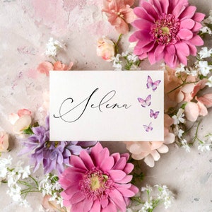 Butterfly Place Card Template Printable, Bridal Shower Place Cards Editable. Lifetime of Butterflies Bridal Shower Place Cards FLAT