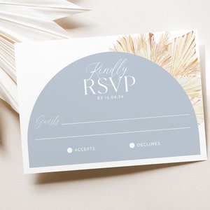 Blue Boys Baptist RSVP Card, Boho RSVP Card, Chrzciny RSVP, Karta odpowiedzi, Boys Boho Chrzciny Karta powrotna, Niebieskie karty chrztu dla chłopców