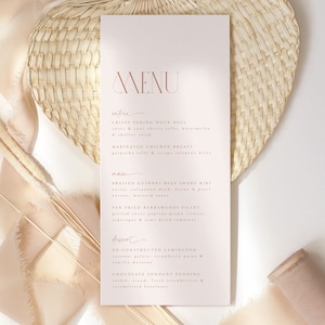 Neutral Menu Template, Printable Bridal Shower Menu, Minimalist Menu, Editable Menu, Boho Bridal Shower Menu Template, Beige Minimal Menu