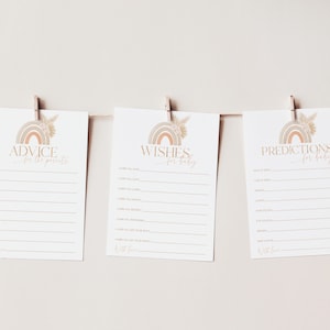 Consejos Para Baby Shower, Juegos De Baby Shower Boho, Predicciones De Baby Shower, Deseos De Baby Shower, Tarjeta De Consejos, Juegos Editables, Juegos De Bebé Arco Iris