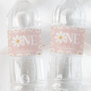 Daisy Water Bottle Labels Printable, 1st Birthday Girl Water Label Pink, Daisy Flower Water Bottle Label, Daisy Onederful Birthday Labels