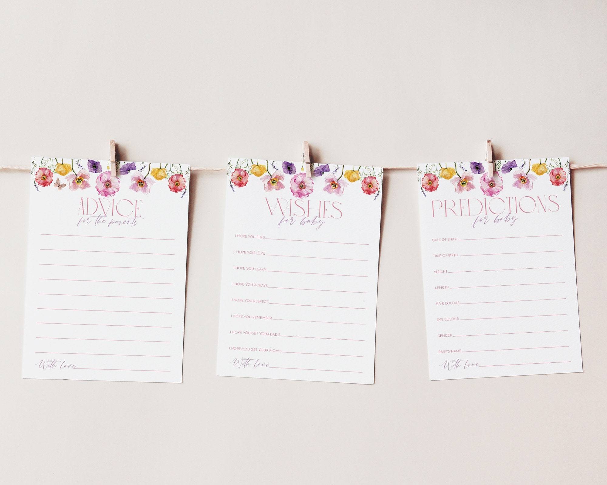 Floral Baby Shower Advice Baby Shower Predictions Baby - Etsy