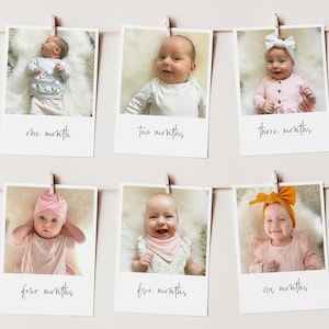 Photos de la première année, photos marquant l'étape du 1er anniversaire, photos du mois de la première année de bébé, bannière photo mensuelle, déco premier anniversaire, minimalisme moderne