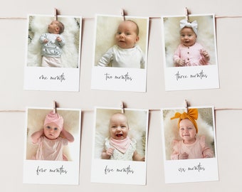 Fotos del primer año, fotos del hito del 1er cumpleaños, fotos del mes del primer año del bebé, banner fotográfico mensual, decoración del primer cumpleaños, minimalista moderno