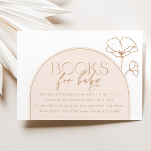 Boeken voor babykaart afdrukbaar, boekaanvraagkaart, Boho baby shower boek voor baby, bloemen minimale baby shower afdrukbaar, Boho boeken voor baby