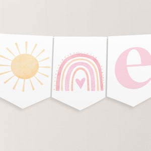 Rainbow One High Chair Banner Printable, 1st Birthday Banner High Chair, Birthday Decor, Rainbow Sun Chair Banner, Onederful 1st Birthday
