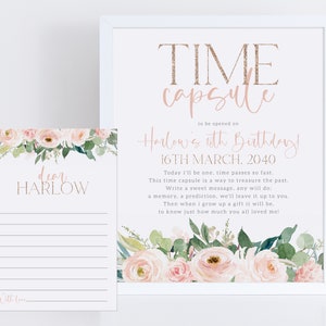 Miss ONEderful Time Capsule, 1st Birthday Time Capsule Sign, Pink Floral Time Capsule Template, Girls 1st Birthday, Time Capsule Printable