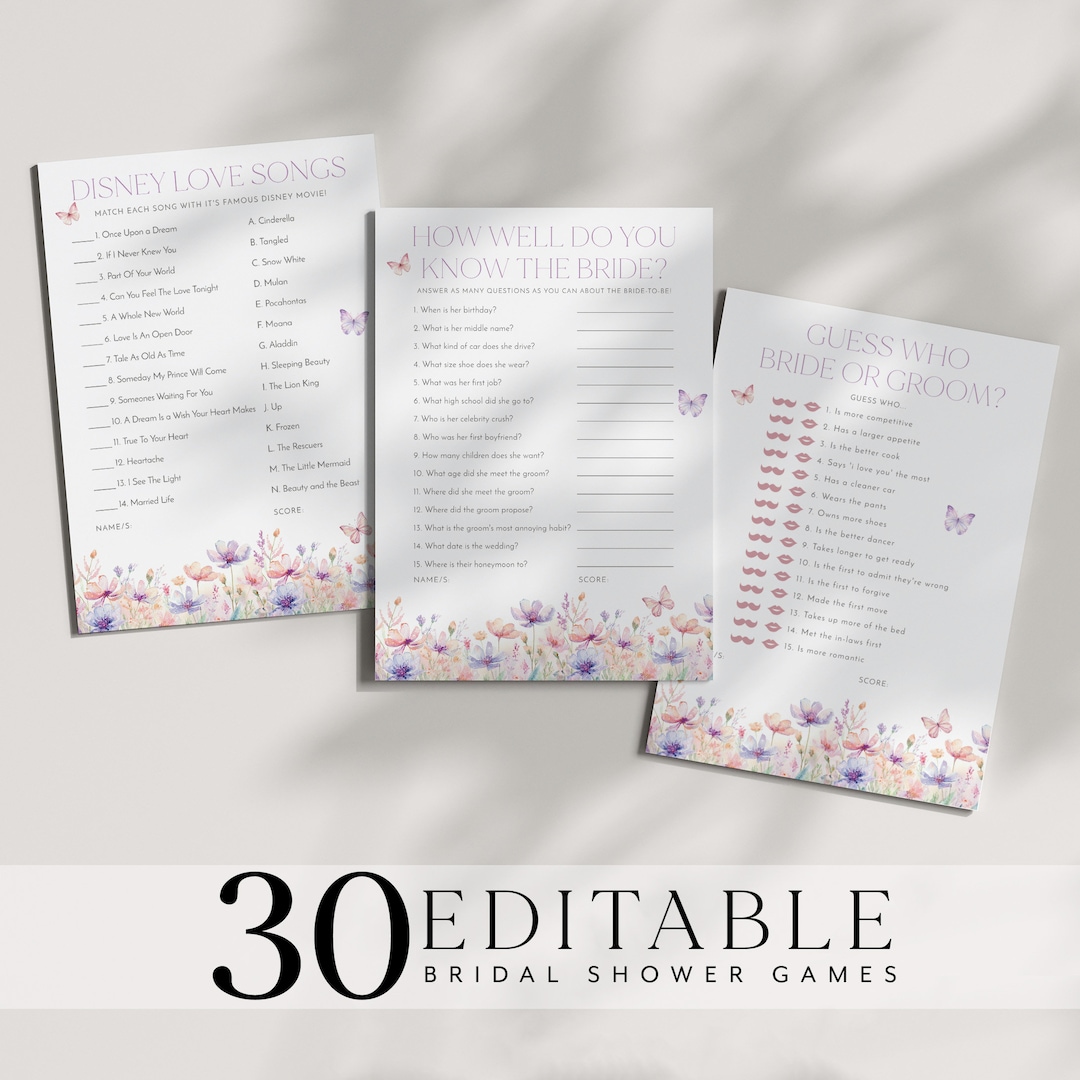 Butterfly Bridal Shower Games, Lifetime of Butterflies Bridal Shower ...