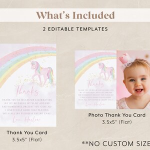 Unicorn Thank You Card Template, Printable Thank You Card, Girls ...