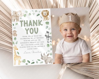 Wild One Thank You Card Template: Safari Birthday (Printable)