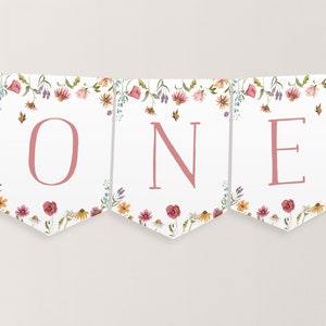 Wildflower High Chair Banner Printable, 1st Birthday Banner For High Chair, Flower 1st Birthday Decor, Birthday High Chair Banner Wildflower