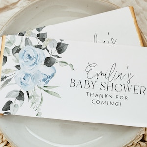 Floral Chocolate Bar Wrapper Template, Printable Candy Bar Wrapper, Baby Shower Candy Bar Wrapper, Birthday Party Favors, Blue Floral Baby