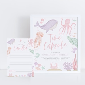 Under the Sea Time Capsule, 1st Birthday Time Capsule Sign, Time Capsule Template, Oneder the Sea 1st Birthday Decorations Girl Birthday