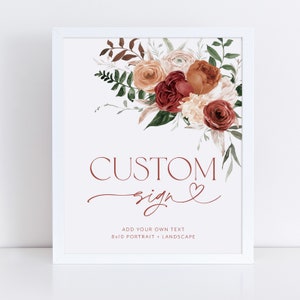 Fall in Love Custom Signs 8x10, Floral Custom Sign, Fall in Love Bridal Shower Signs Printable, Instant Download, Fall Bridal Signs Editable