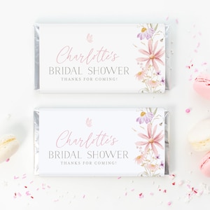 Wildflower Chocolate Wrapper Template, Printable Candy Bar Wrapper, Bridal Shower Candy Bar Wrapper, Birthday Favors, Floral Chocolate Label