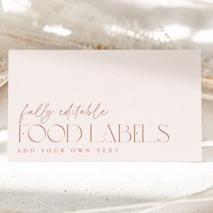 Neutral Bridal Shower Food Labels, MInimalist Food Label Card, Food Tent Cards, Food Tags, Food Labels, Folded Food Cards, Tented Beige Food