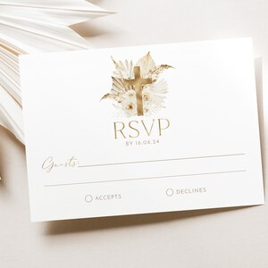 Tauf-RSVP-Karte, Boho-Gold-RSVP-Karte, Tauf-RSVP, Antwortkarte, Gold-Tauf-RSVP, Gold-Taufe, Boho-Taufe Druckbare Karten