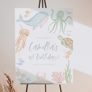 Under the Sea Welcome Sign Printable, Oneder the Sea 1st Birthday Welcome Sign, Ocean Animals Birthday Welcome Sign, Boy Birthday Welcome