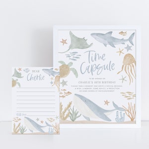 Under the Sea Time Capsule, 1st Birthday Time Capsule Sign, Time Capsule Template, Oneder the Sea 1st Birthday Decorations Boy Birthday