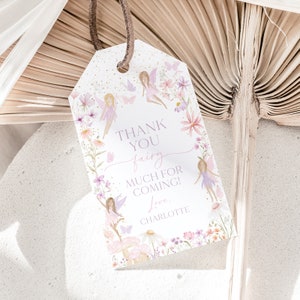 Fairy Favor Tags, Fairy 1st Birthday Thank You Tags, Fairy 1st Birthday Gift Tags, Editable Birthday Tag, Printable Gift Tags Fairy First