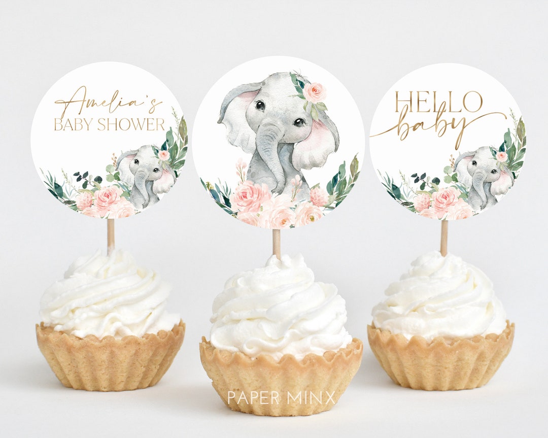 elephant-cupcake-toppers-girl-baby-shower-cupcake-toppers-printable-pink-floral-baby-shower-cupcake-topper-editable-cupcake-toppers-baby-etsy
