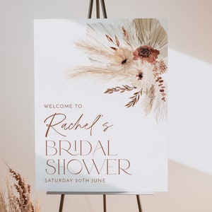 Printable Boho Bridal Shower Welcome Sign, Boho Floral Welcome Sign, Editable Welcome Sign Kitchen Tea, Boho Pampas Floral Bridal Shower