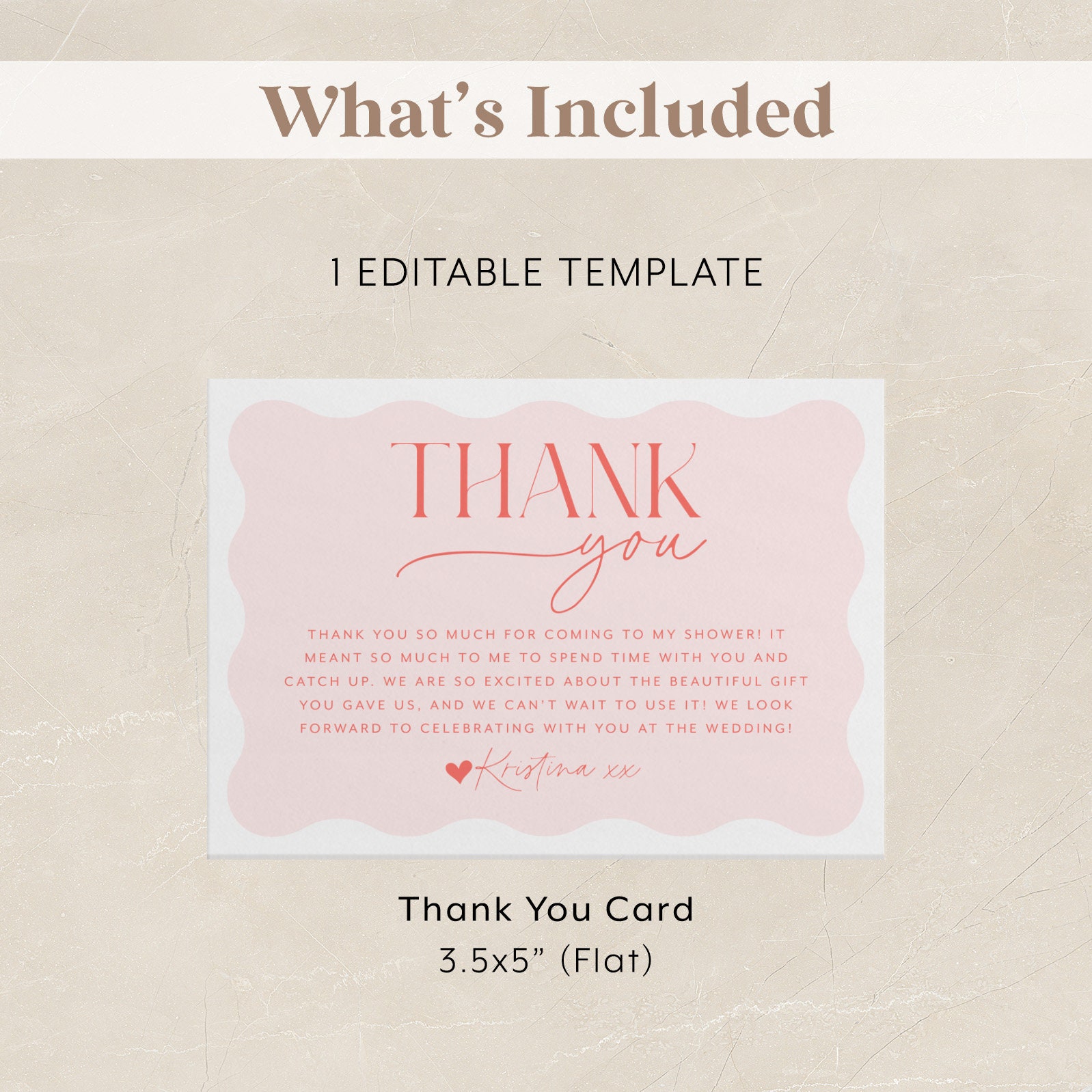 Pink and Red Thank You Card Template, Printable Thank You Card Instant ...