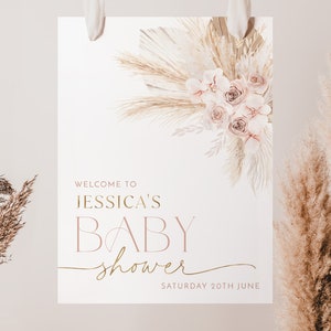 Boho Welcome Sign Printable, Baby Shower Welcome Sign, Pink Boho Baby Shower Welcome Sign, Baby Girl Baby Shower, Boho Floral Baby Welcome