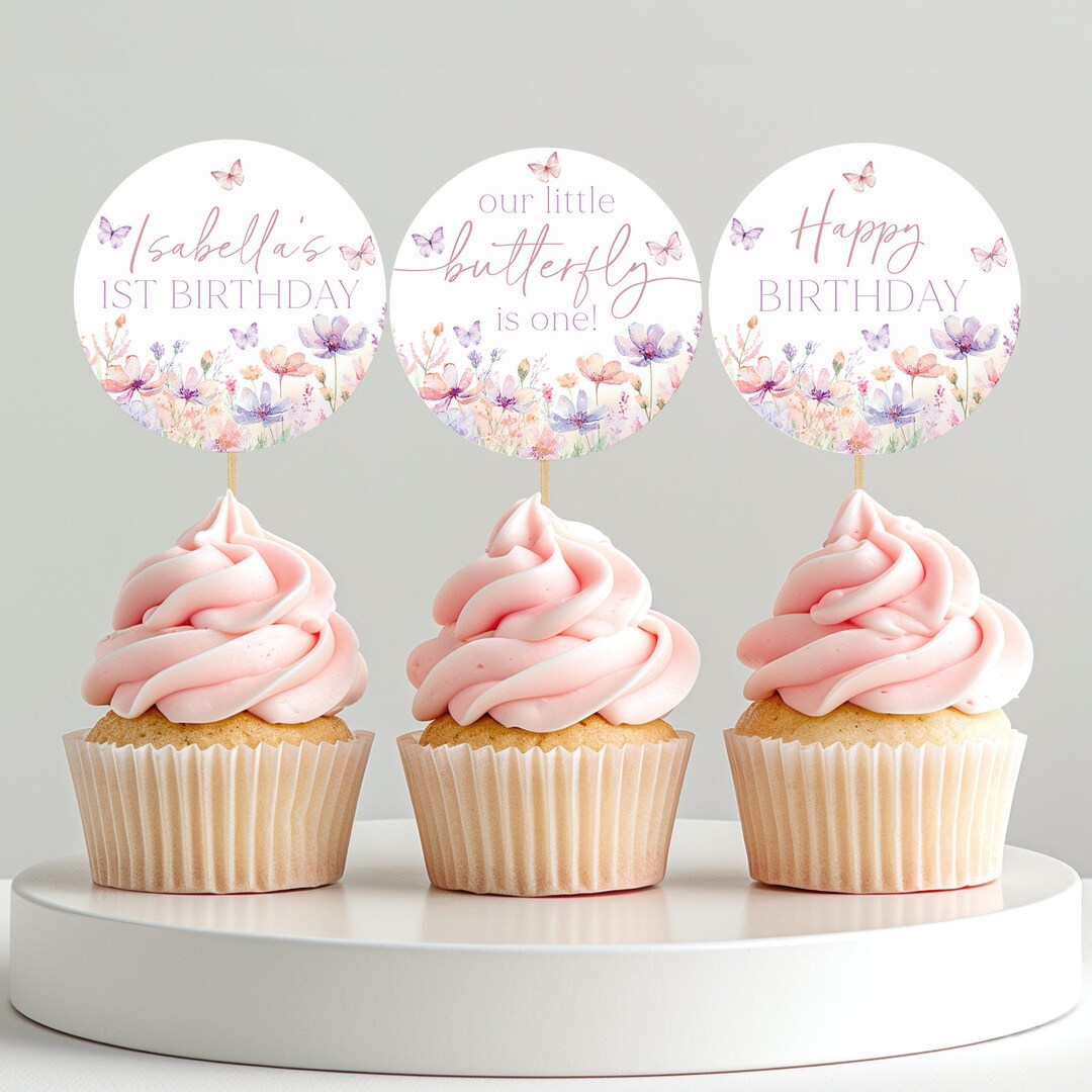 Butterfly Cupcake Toppers, Printable Cupcake Toppers, Butterfly ...