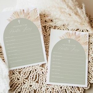 Biglietti di preghiera per battesimo verde salvia, biglietti di preghiera per battesimo Boho, biglietti di preghiera per battesimo, preghiere stampabili per il bambino, battesimo per ragazzi, salvia Boho