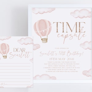 ONEderful Time Capsule, 1st Birthday Time Capsule Sign, Pink Hot Air Balloon Time Capsule Template, Girls 1st Birthday Onederful Decorations