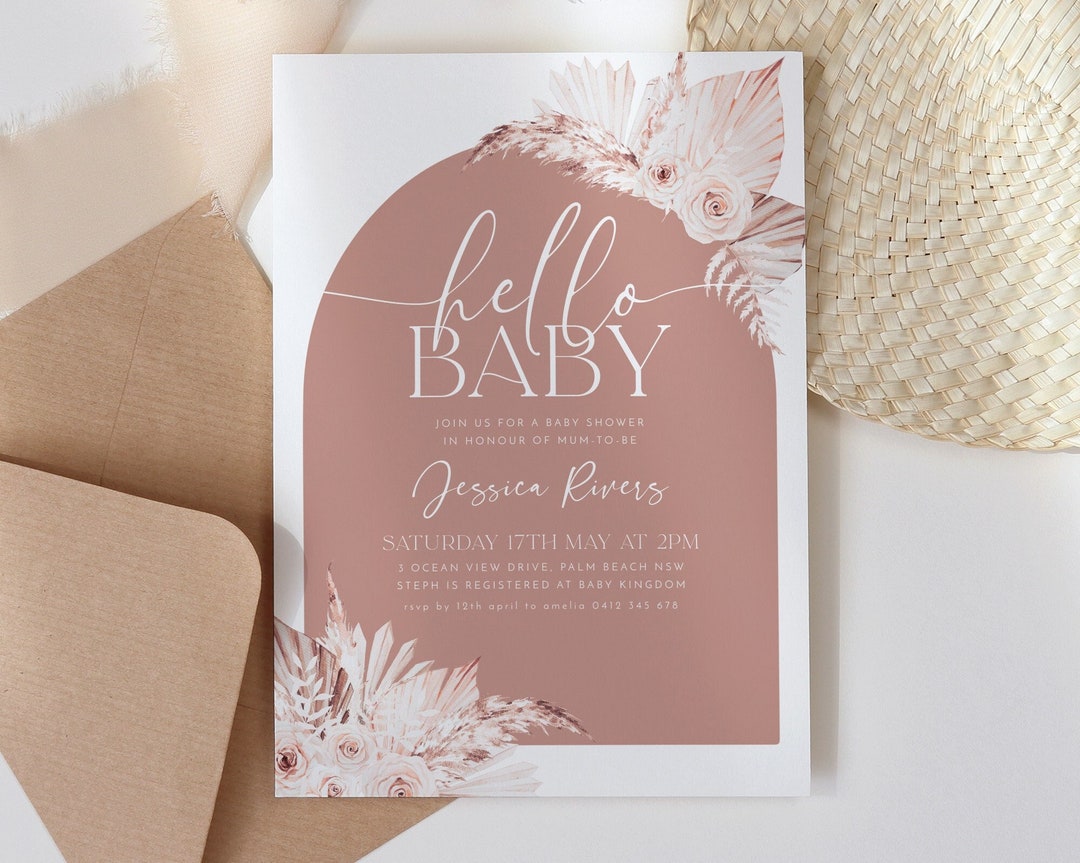 Boho Baby Shower Invitation, Boho Floral Baby Shower, Girl Baby Shower ...