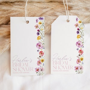 Floral Bridal Shower Favor Tag, Thank You Tag, Favour Tag, Gift Tag, Editable Bridal Tag, Printable Gift Tag, Wildflower Favor Tags, Flowers