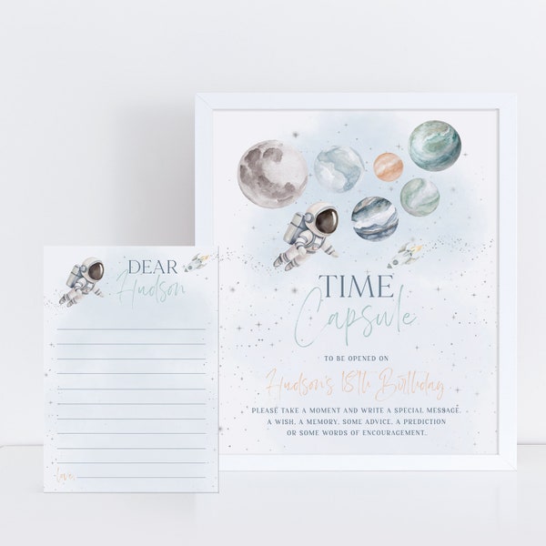 First Trip Around The Sun Time Capsule, Space Astronaut Time Capsule Sign Editable, Printable Time Capsule Template 1st Birthday Space Moon