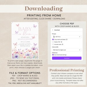 Baby in Bloom Invitation, Wildflowers Baby Shower Invitation, Purple Pink Flower Invitation, Wild Flower Invite, Floral Invite Butterflies image 6