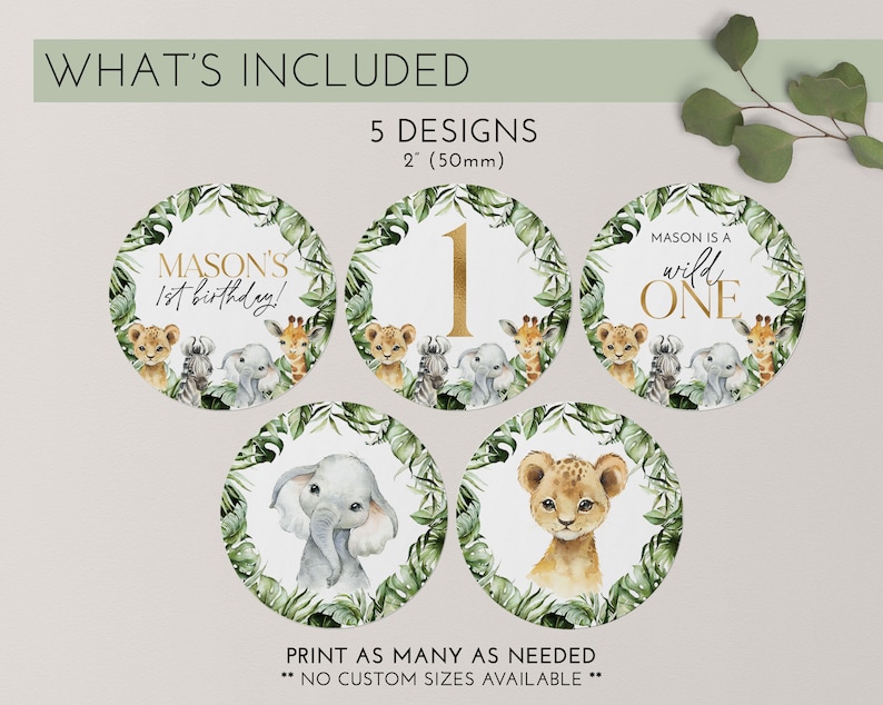 Wild One Cupcake Toppers Printable Cupcake Topper Safari Etsy