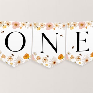 Bee High Chair Banner Printable, 1st Birthday Banner For High Chair, First Bee Day 1st Birthday Decor, Bee Birthday High Chair Banner Flags