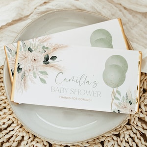 Greenery Chocolate Bar Wrapper Template, Printable Candy Bar Wrapper, Baby Shower Candy Bar Wrapper, Birthday Favors, Sage Chocolate Label