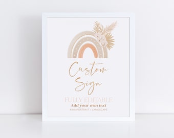 Rainbow Editable Sign, Custom 8x10 Sign, Rainbow Editable Sign 8x10, Custom Text Sign, Landscape Sign Portrait Sign, Printable Signs Rainbow