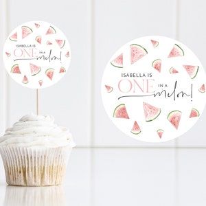 Melon Cupcake Toppers, Printable Cupcake Topper, Watermelon Cupcake Topper, 1st Birthday ...
