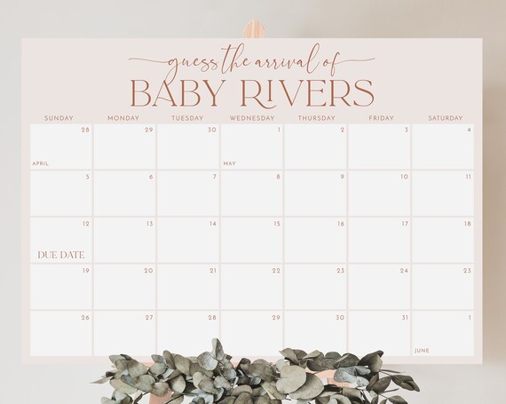 Baby shower due date calendar online