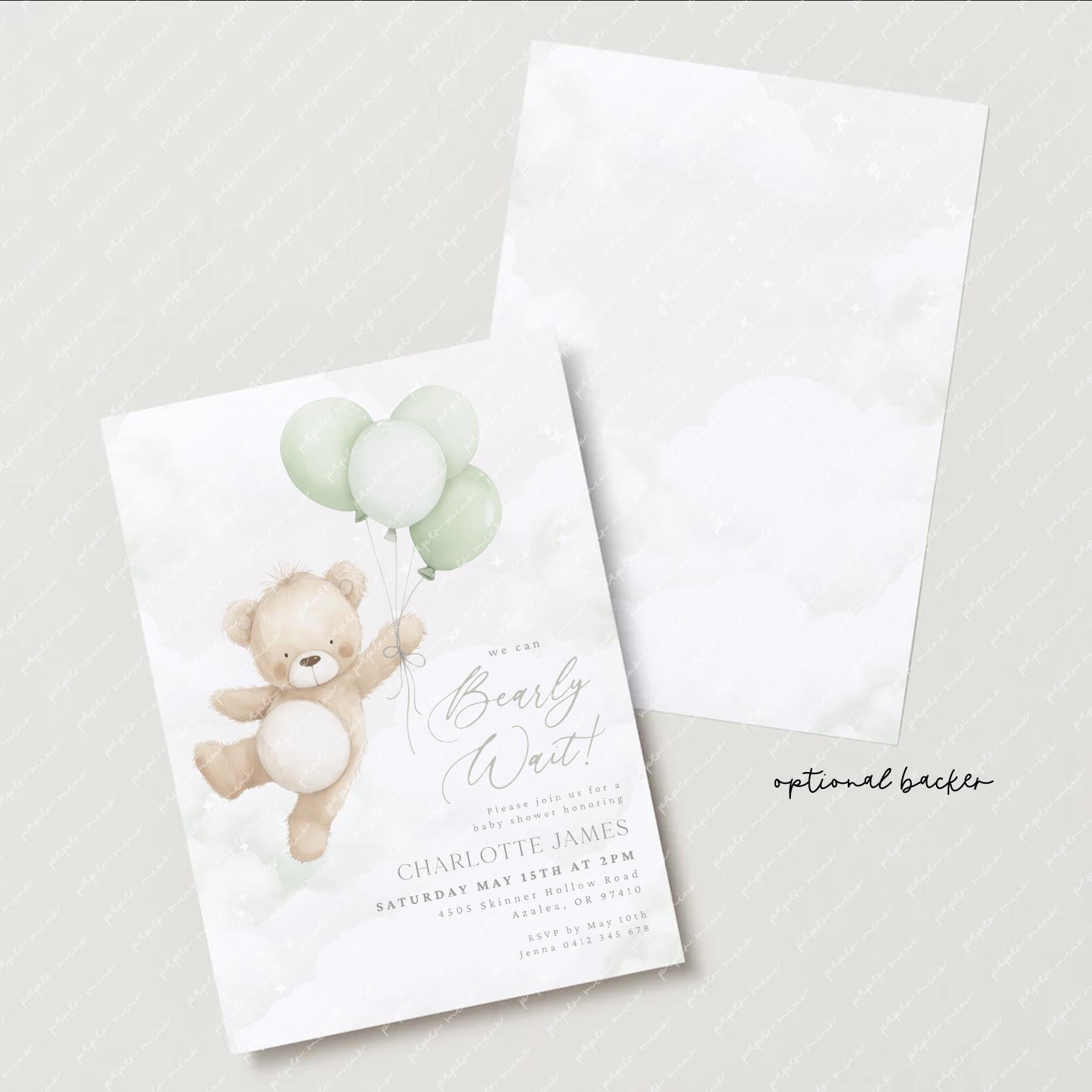 We Can Bearly Wait Baby Shower Invitation, Gender Neutral Teddy Bear ...