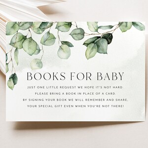 Boeken voor babykaart afdrukbaar, boekaanvraagkaart, groen babydoucheboek voor baby, groen uitnodiging, groen babydouche printables