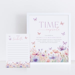 Butterfly First Birthday Time Capsule, 1st Birthday Time Capsule Sign, Butterfly Girls 1st Birthday, First Birthday Girl Time Capsule Purple