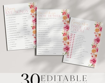 Bridal Shower Games Printable, Lemon Bridal Shower Games, Citrus Bridal Shower, Mediterranean Theme, Bright Floral Citrus Bridal Games Lemon